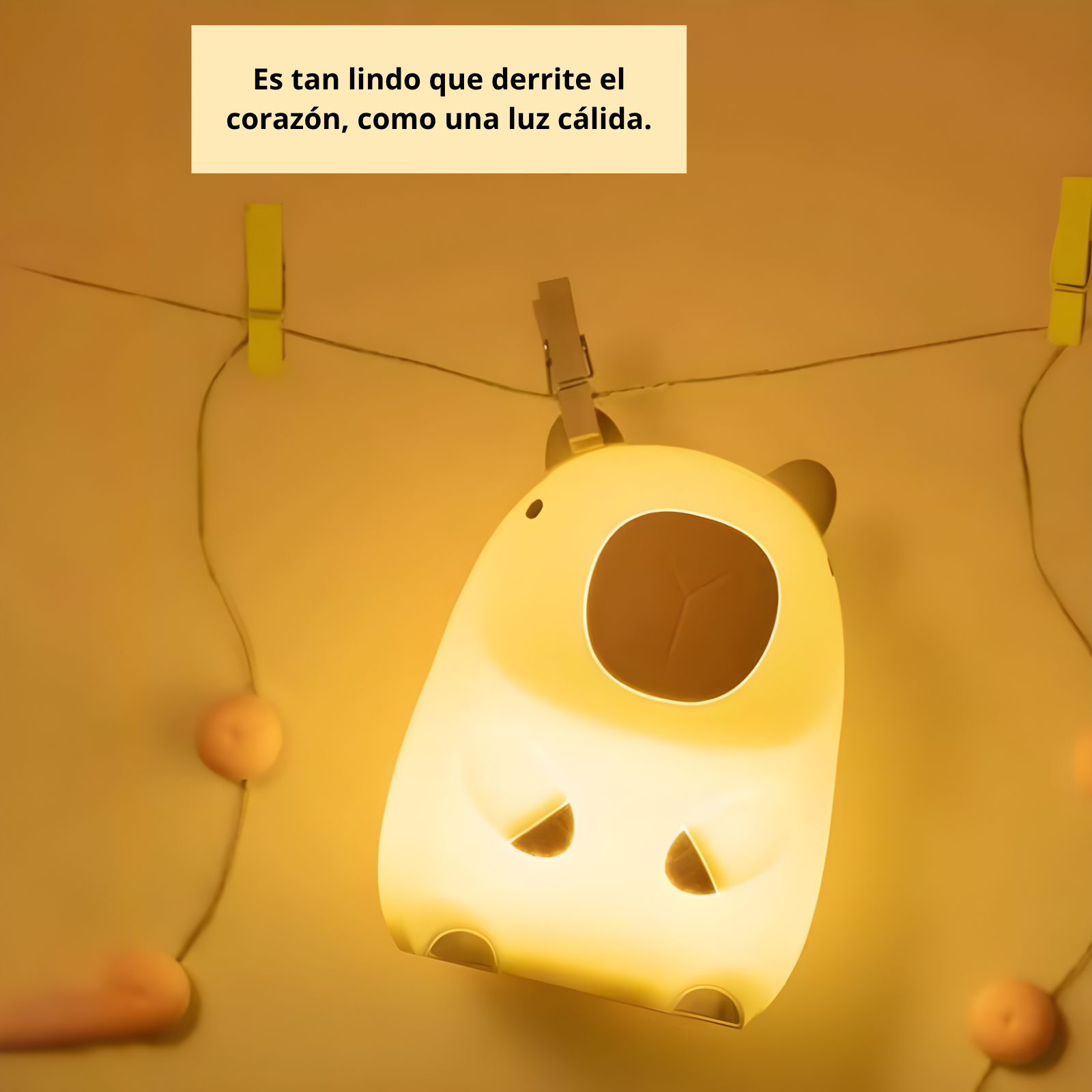 Luz Nocturna Infantil Capibara | Lámpara LED Recargable Regulable, Decoración de Habitación para Niños