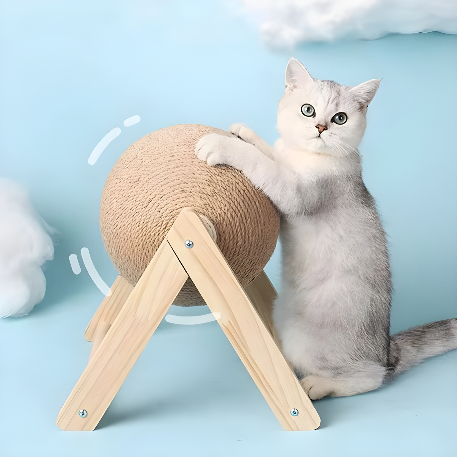 Juguete Rascador para Gatos | Bola de Sisal Natural y Base Antideslizante