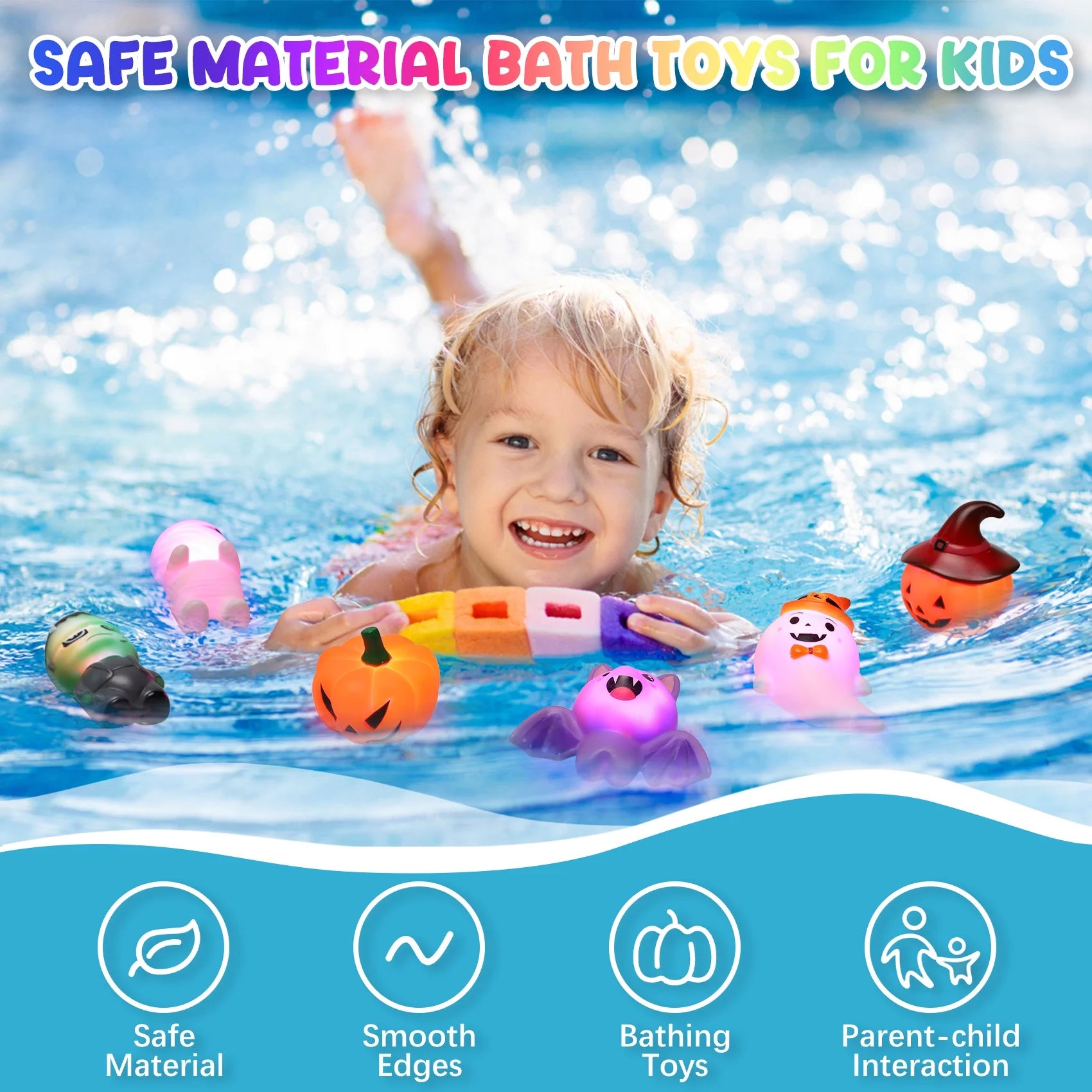 6 Pcs Halloween Light up Bath Toys, Halloween Toys for Kids Baby Toddler, Halloween Party Favors for Kids, Ideal as Halloween Gifts for Boys Girls