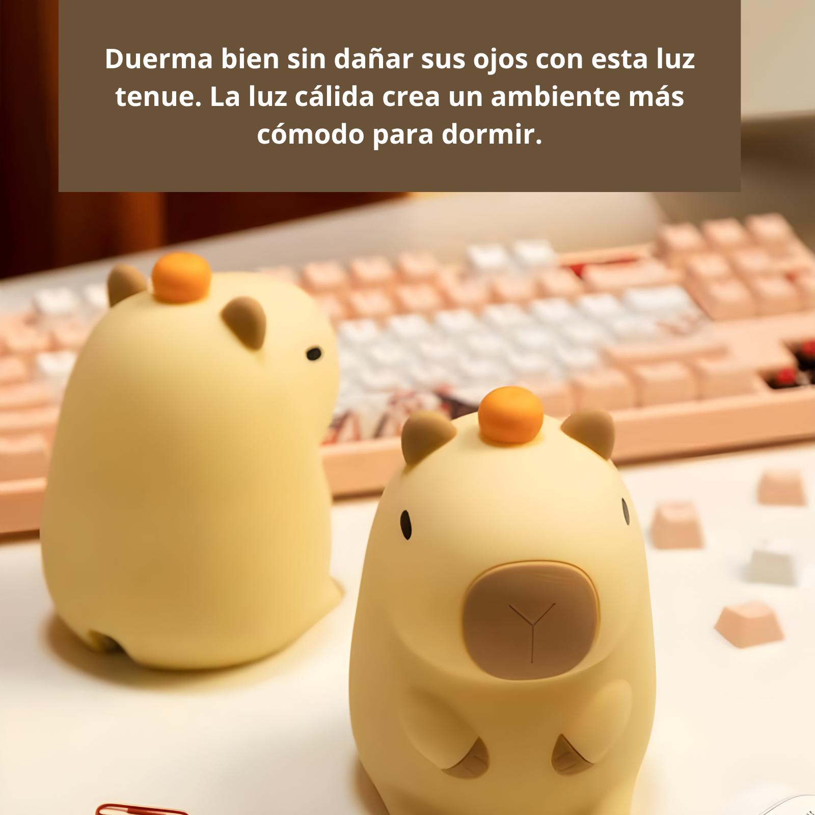 Luz Nocturna Infantil Capibara | Lámpara LED Recargable Regulable, Decoración de Habitación para Niños