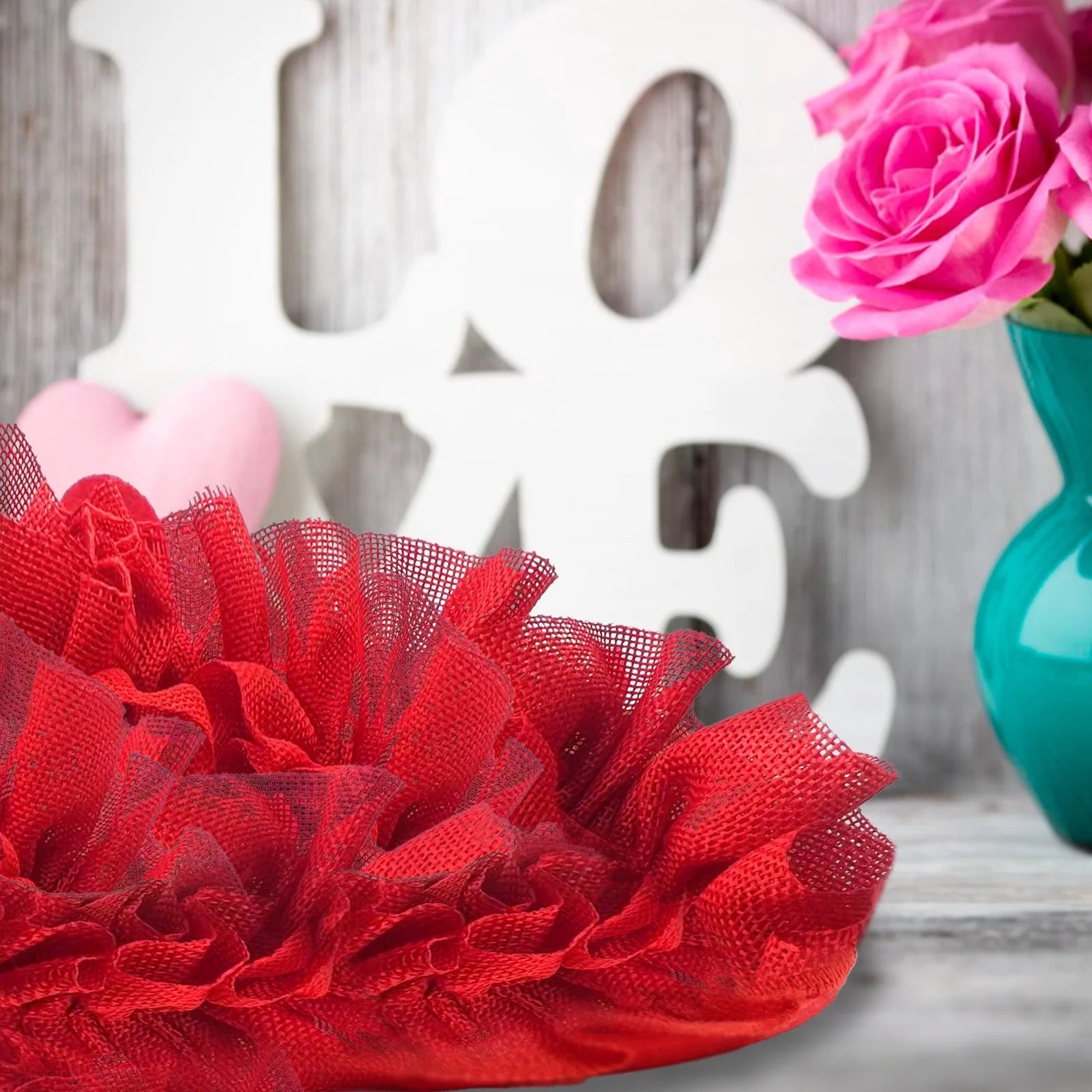 Corona de San Valentín para Puerta 37 cm | Decoración Corazón Exterior