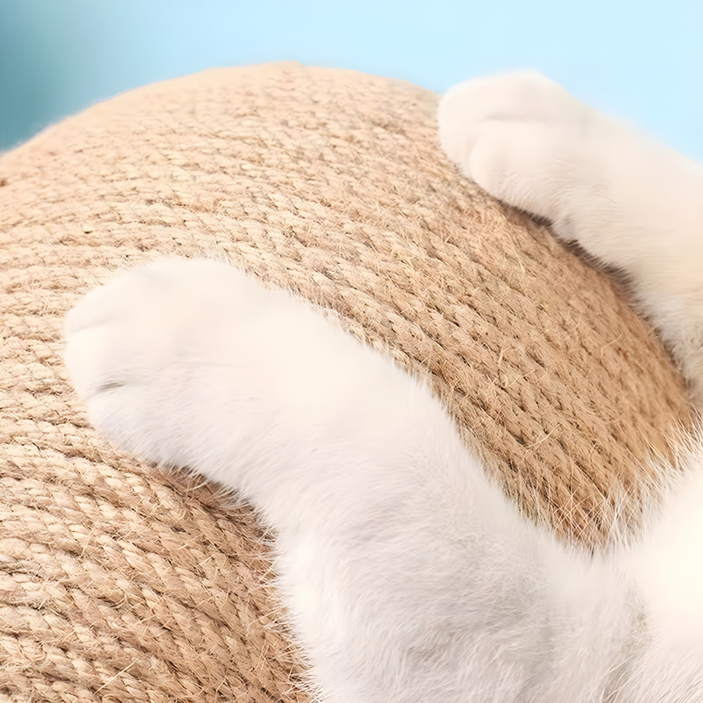 Juguete Rascador para Gatos | Bola de Sisal Natural y Base Antideslizante