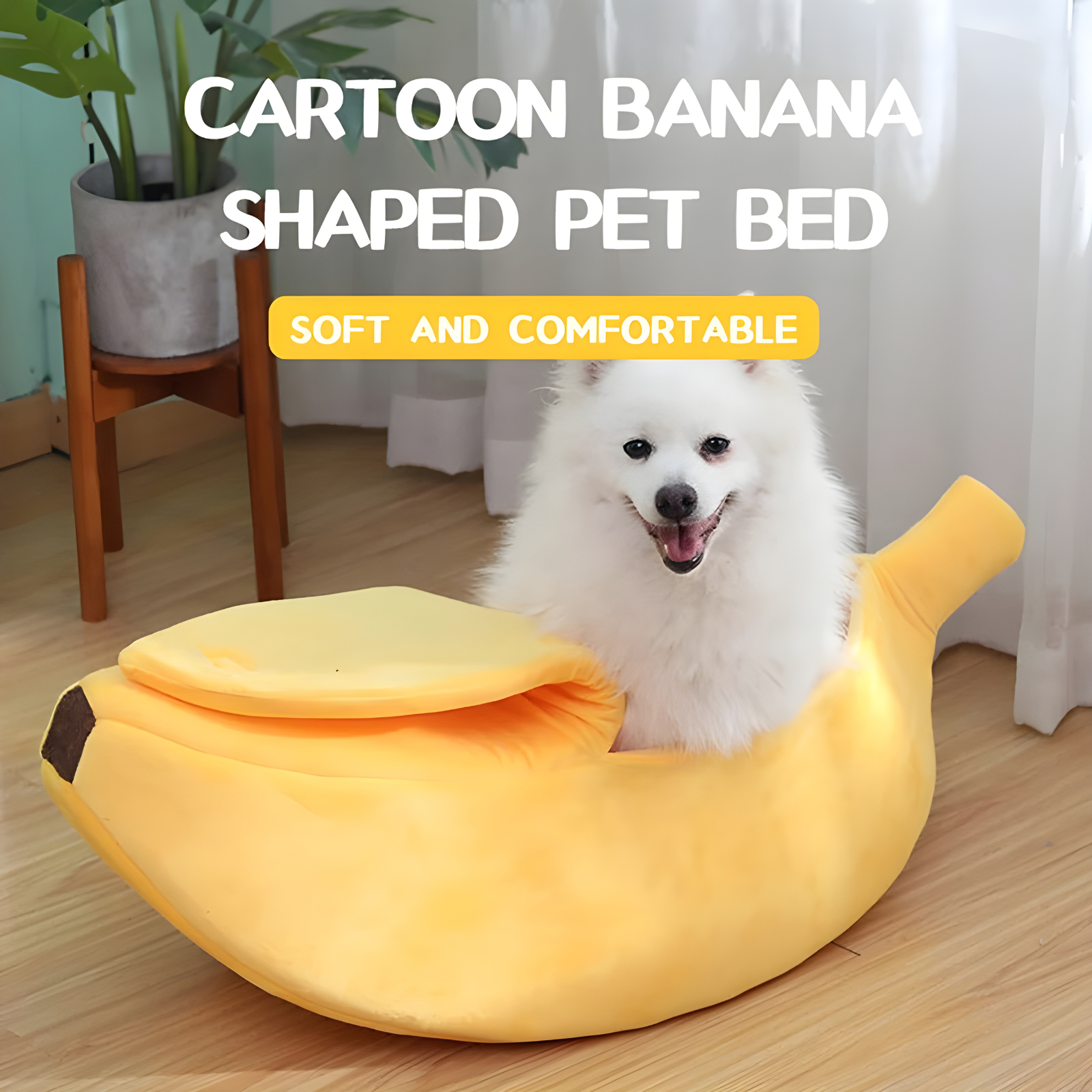 Cueva Banana para Mascotas | Cama Suave y Portátil para Gatos y Perros Pequeños