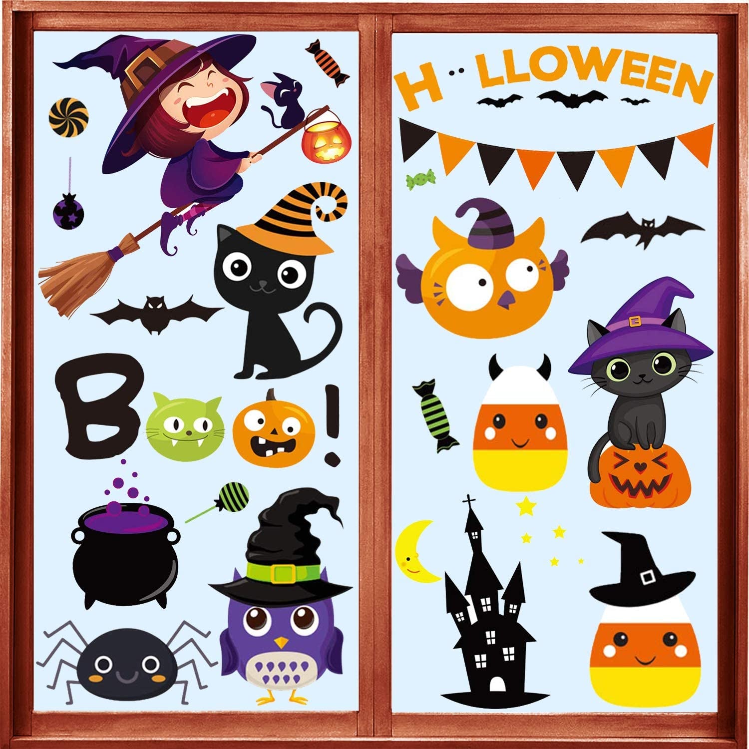 Halloween Window Clings - Halloween Window Decorations Stickers Decals Decor Cute Pumpkin Ghost Decor for Room Bathroom Kitchen