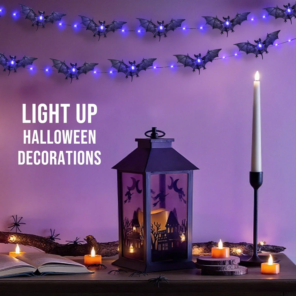 Bats Halloween Lights, 9.8FT 30 LED Halloween String Lights for Indoor Outdoor Halloween Decorations and Halloween Decor