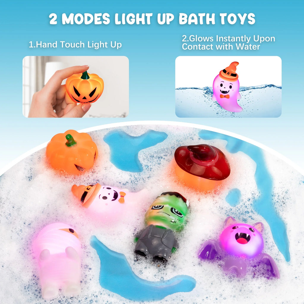 6 Pcs Halloween Light up Bath Toys, Halloween Toys for Kids Baby Toddler, Halloween Party Favors for Kids, Ideal as Halloween Gifts for Boys Girls