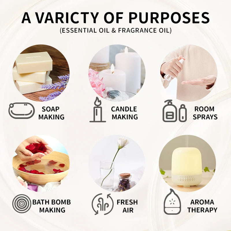 10Ml Essential Oil Organic Plant 33 FLAVOR DIY Aromatherapy Plaster Candle Soap Making Aroma Fragrance Oil for Diffuser Sleep