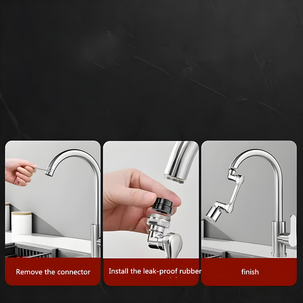 Boquilla de Grifo 1080° en Metal | Extensor Antisalpicaduras para Fregadero