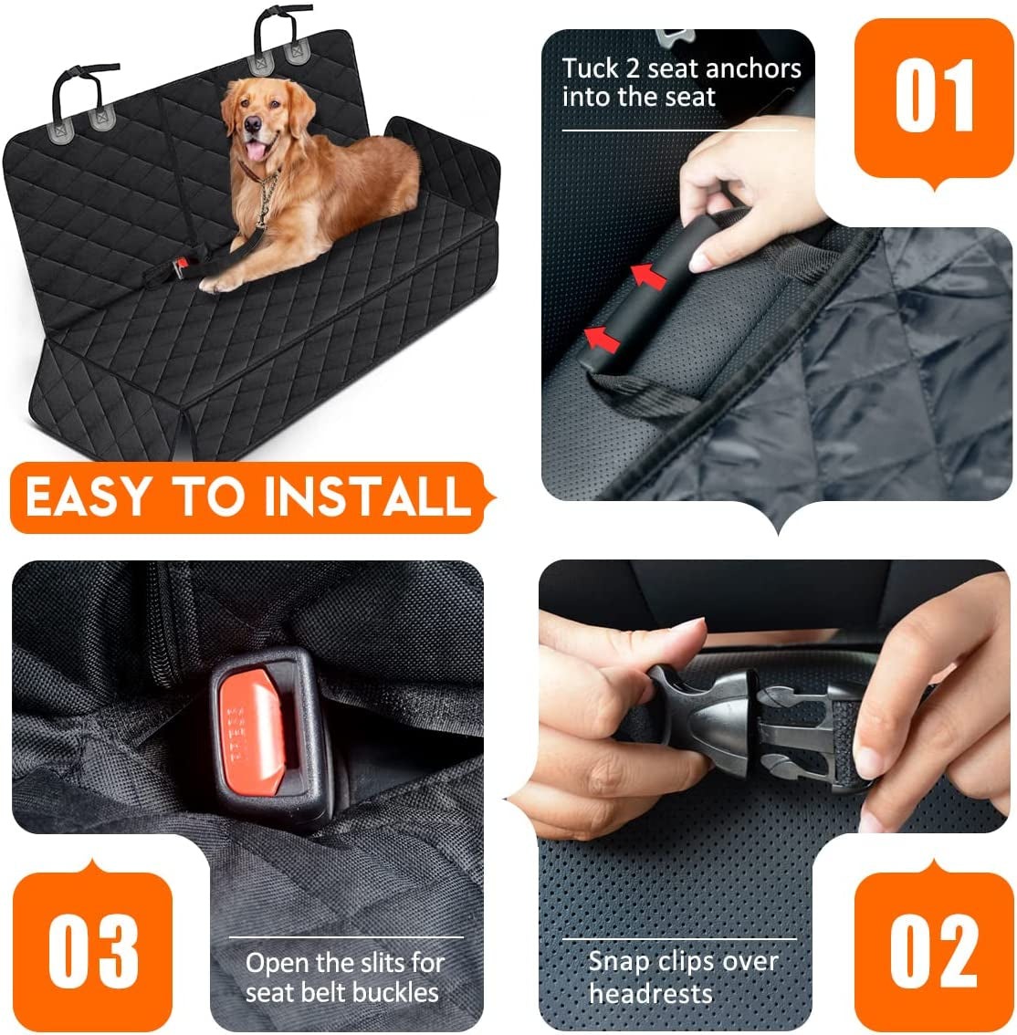 Funda Protectora de Asiento Trasero para Perros | Impermeable y Antideslizante para Autos, SUVs y Camiones