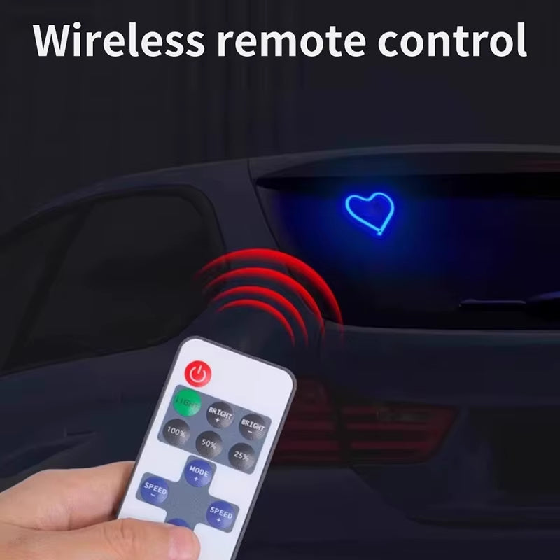 Window Neon Lights, Triangular Windows, Heart-Shaped Lights, Illuminated Heart-Shaped Decorations, Car Interface, Wireless Remot