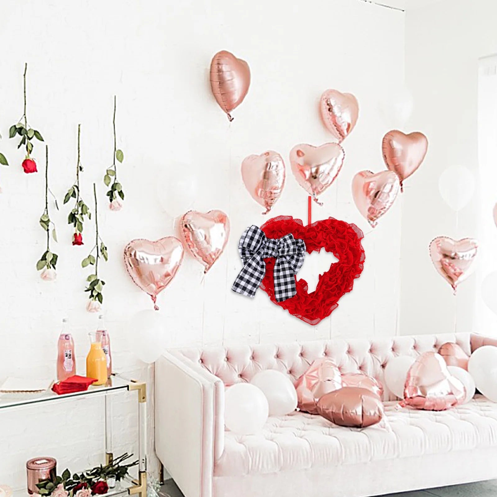 Corona de San Valentín para Puerta 37 cm | Decoración Corazón Exterior